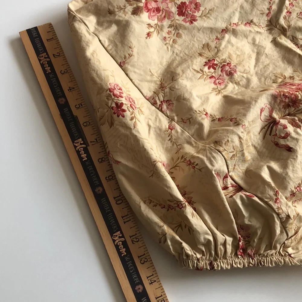 Ralph Lauren Post Road Twin Fitted Sheet Lauren Ralph Tan With Rose Bouqet